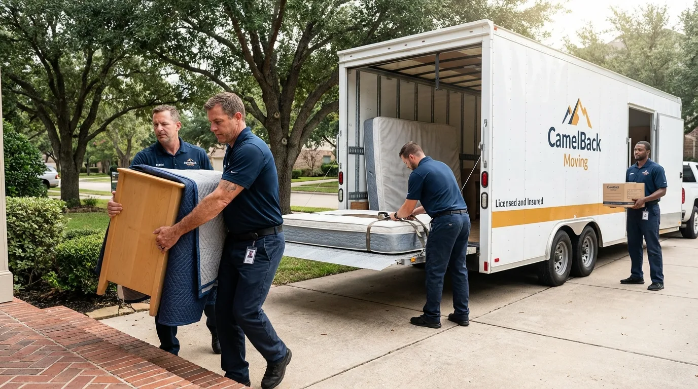 Crew loading residential truck for cross-state move from Coon Rapids, IA